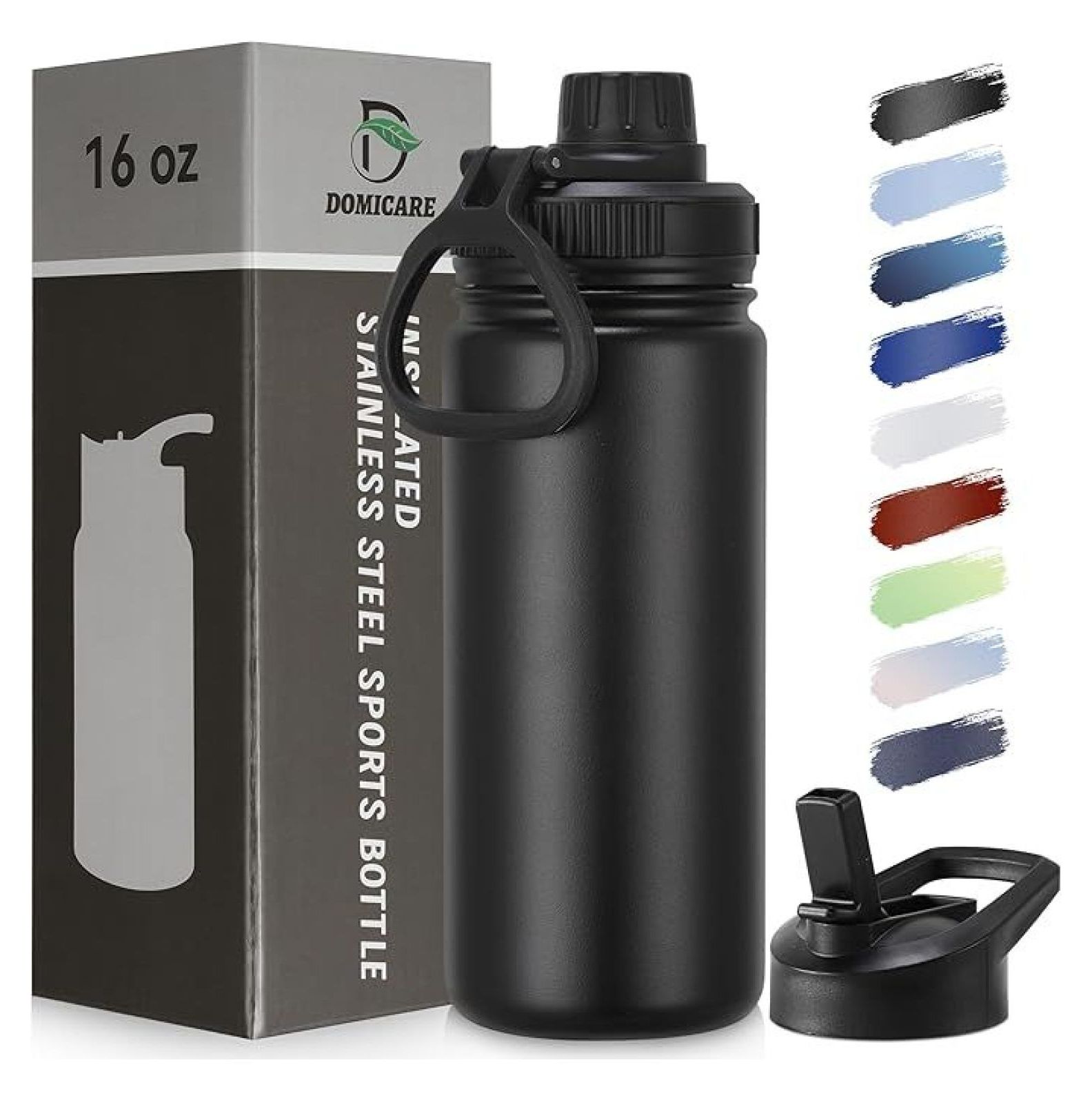16 oz Kids Water Bottle for School Stainless Steel Double Wall Vacuum Insulated Water Bottle with Straw lids & Spout Lid, Leakproof BPA