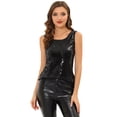 thumbnail image 1 of Camiseta sin mangas con cuello redondo y lentejuelas brillantes para mujer Negro S, 1 of 4