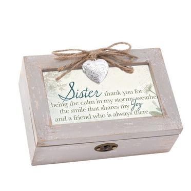 Sister the Calm in My Stormy Weather Natural Taupe Jewelry Petite Music Box Plays You Light Up My Life