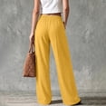 thumbnail image 5 of Women's Linen Wide Leg Pants High Waisted Elastic Back Loose Flowy Trousers with Pockets Summer Casual Beach Vacation Lounge Pants Breathable Daily Wear, 5 of 7
