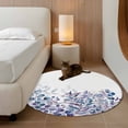 thumbnail image 3 of Round Area Rug 4 Ft, Blue Purple Leaves Washable Non-Slip Circle Carpet for Living Room/Bedroom, Summer Botanical Eucalyptus Leaves Low-Profile Crawling Mats Collection Rugs for Indoor, 3 of 7