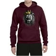 thumbnail image 2 of Wild Bobby, King Lion with Gold Crown Art, Animal Lover, Unisex Graphic Hoodie Sweatshirt, Maroon, Medium, 2 of 4