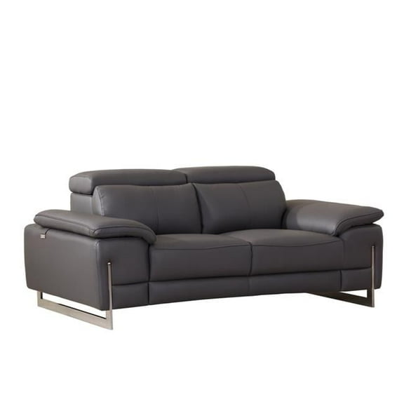 Home Roots Tasteful Leather Loveseat, Dark Grey - 31 in.