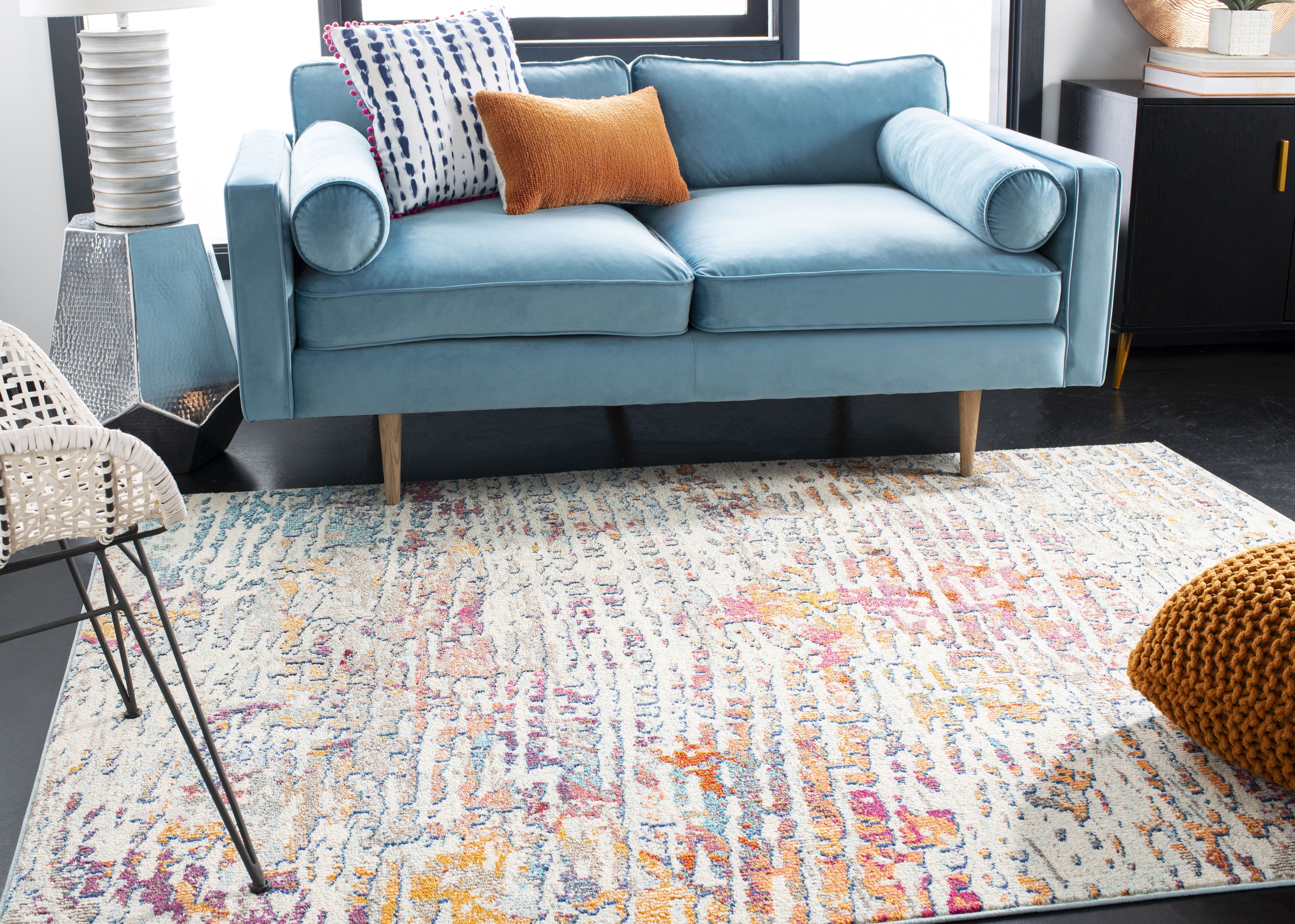 Safavieh Madison Xanthia Abstract Area Rug, Light Blue/Orange, 4' x 6'