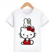 thumbnail image 3 of Camiseta de verano con dibujos animados de Hello Kitty para niñas, ropa deportiva de manga corta, estilo informal, estilo Kawaii, 3 of 5