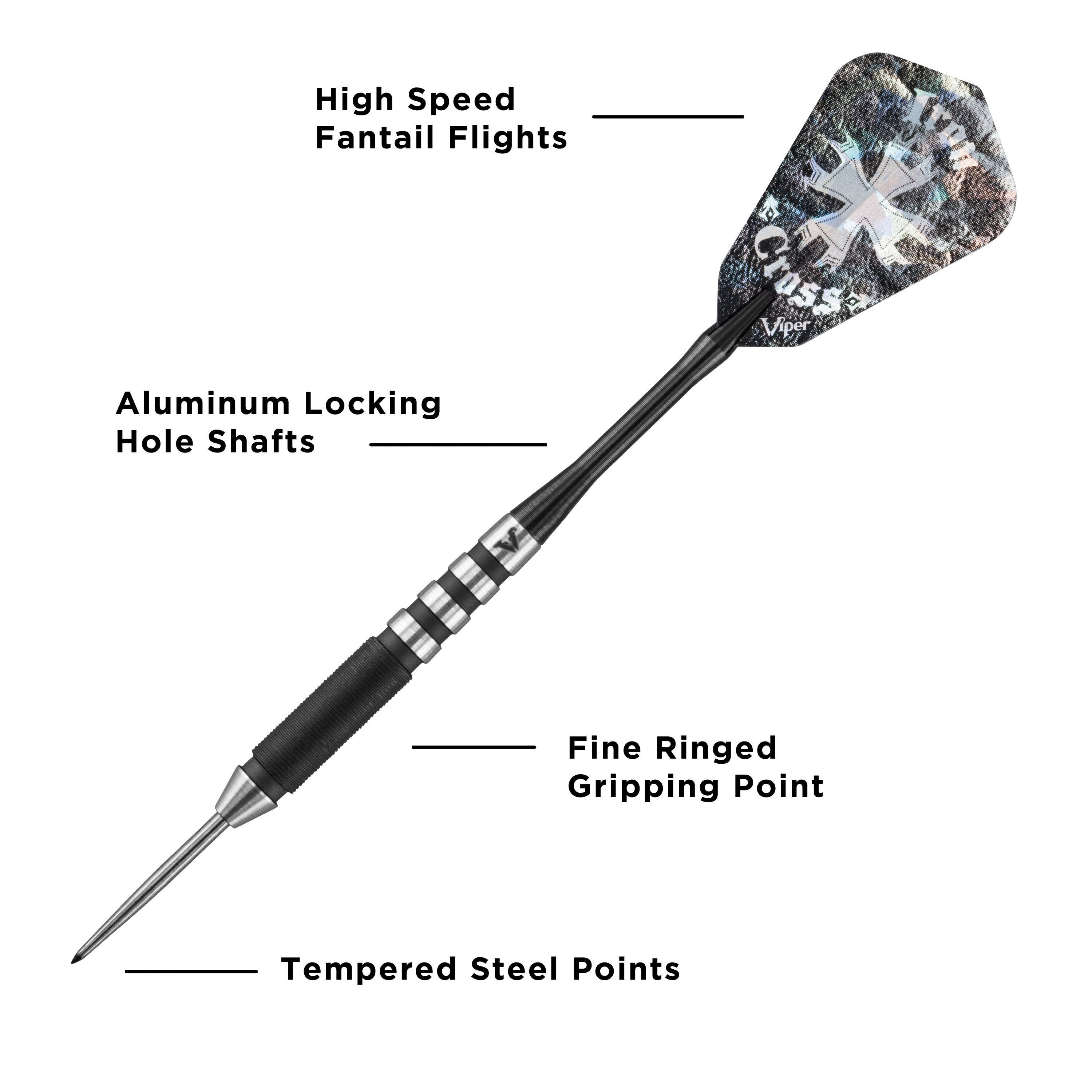 Viper Desperado Iron Cross 80% Tungsten Steel Tip Dart Set, 24 Grams