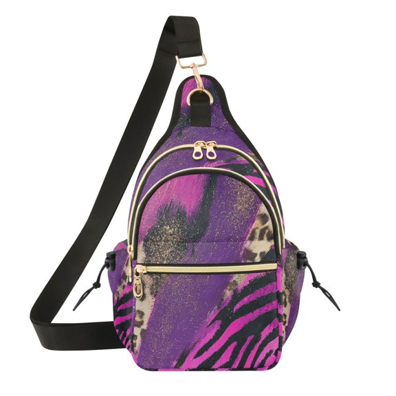 Women Crossbody Bag Fashion Wild Purple Printed Sling Bags Shoulder for Women