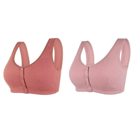 Rinsvye 2 Pcs Womens No Steel Ring Women Sports Bras Front Close Bra T Molded Cup Sports Bra Back Plus Size Seamless High intensity Sports Bras for Women Unlined Bra for Large Small Bras Bust