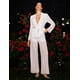thumbnail image 3 of Conjunto de falda Tsukko con cuello en V de encaje para mujer, manga larga blanca, 3 of 5
