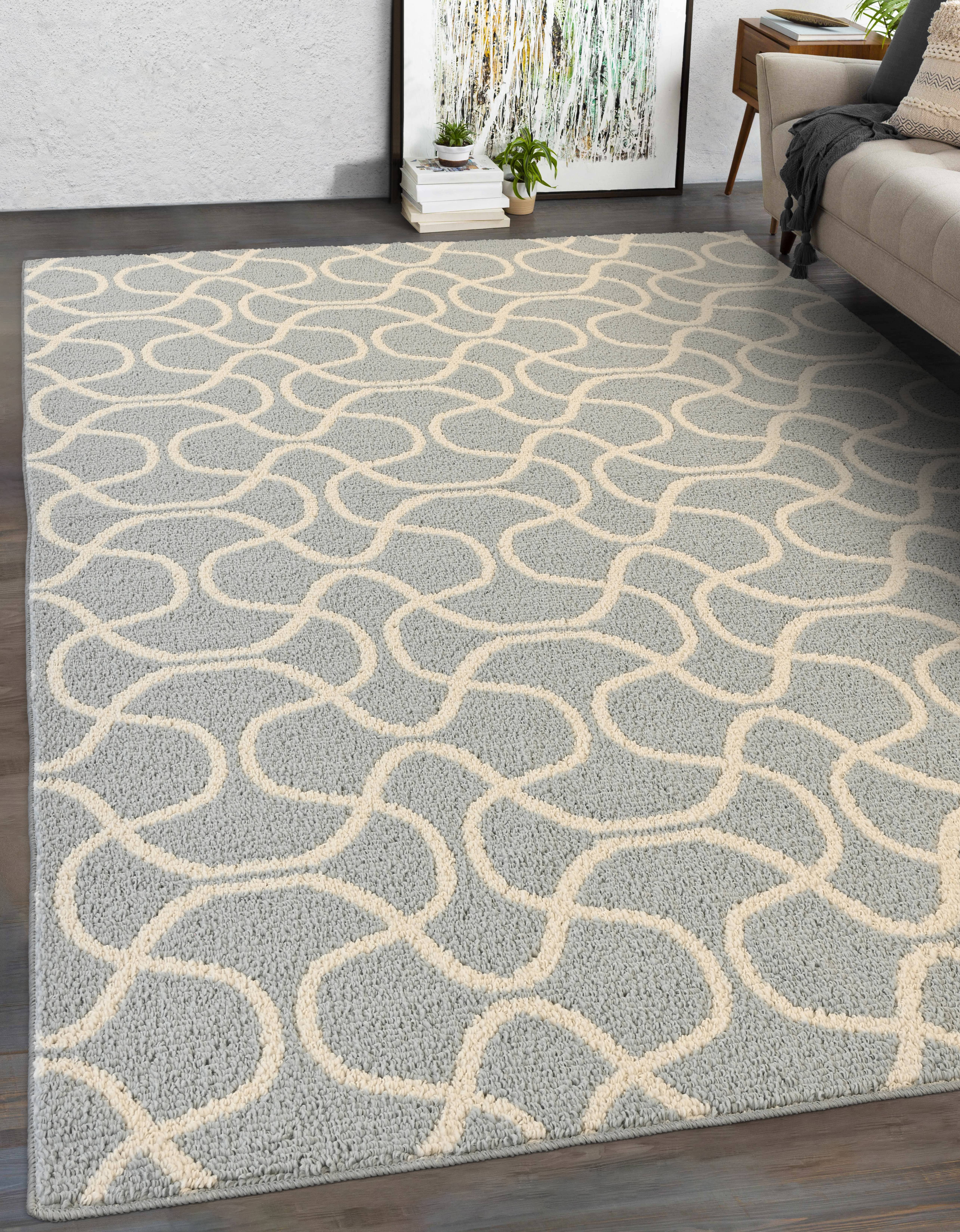 Mainstays Drizzle Silver/Ivory Indoor Area Rug, 5' x 7'