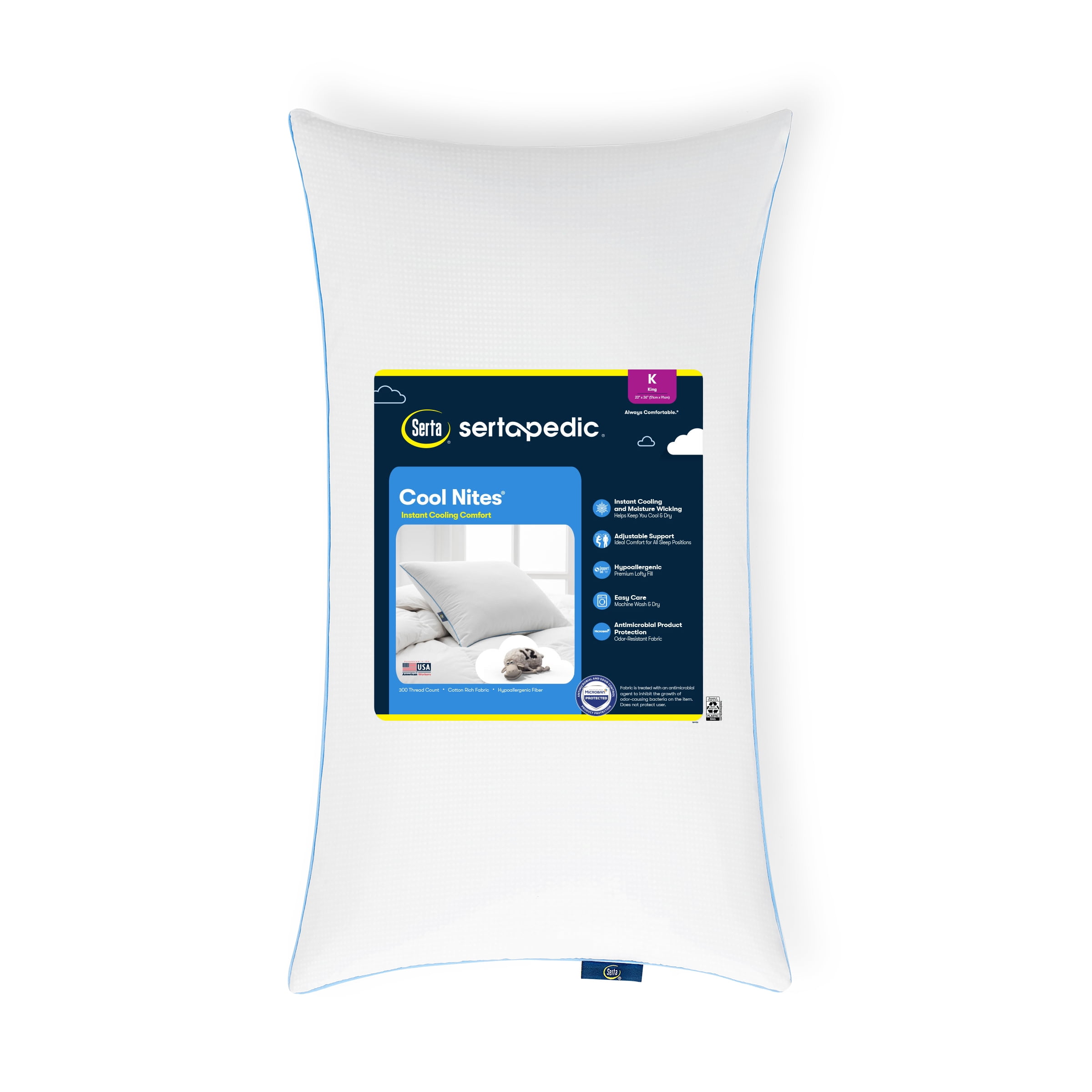 (2 pack) Sertapedic Cool Nites Pillow, King Size