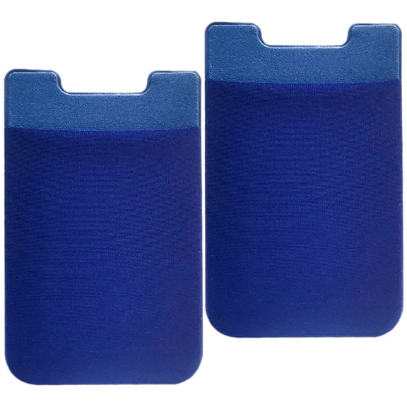 Worgeous Adhesive Card Holders Phone Back Pouches Blue Imitation Microfiber 2pcs