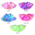 thumbnail image 5 of Falda tutú con estampado de arcoíris con luz LED para niñas, 11.8 pulgadas de largo, cintura elástica, ideal para bailar y vestirse, rosa, 5 of 5