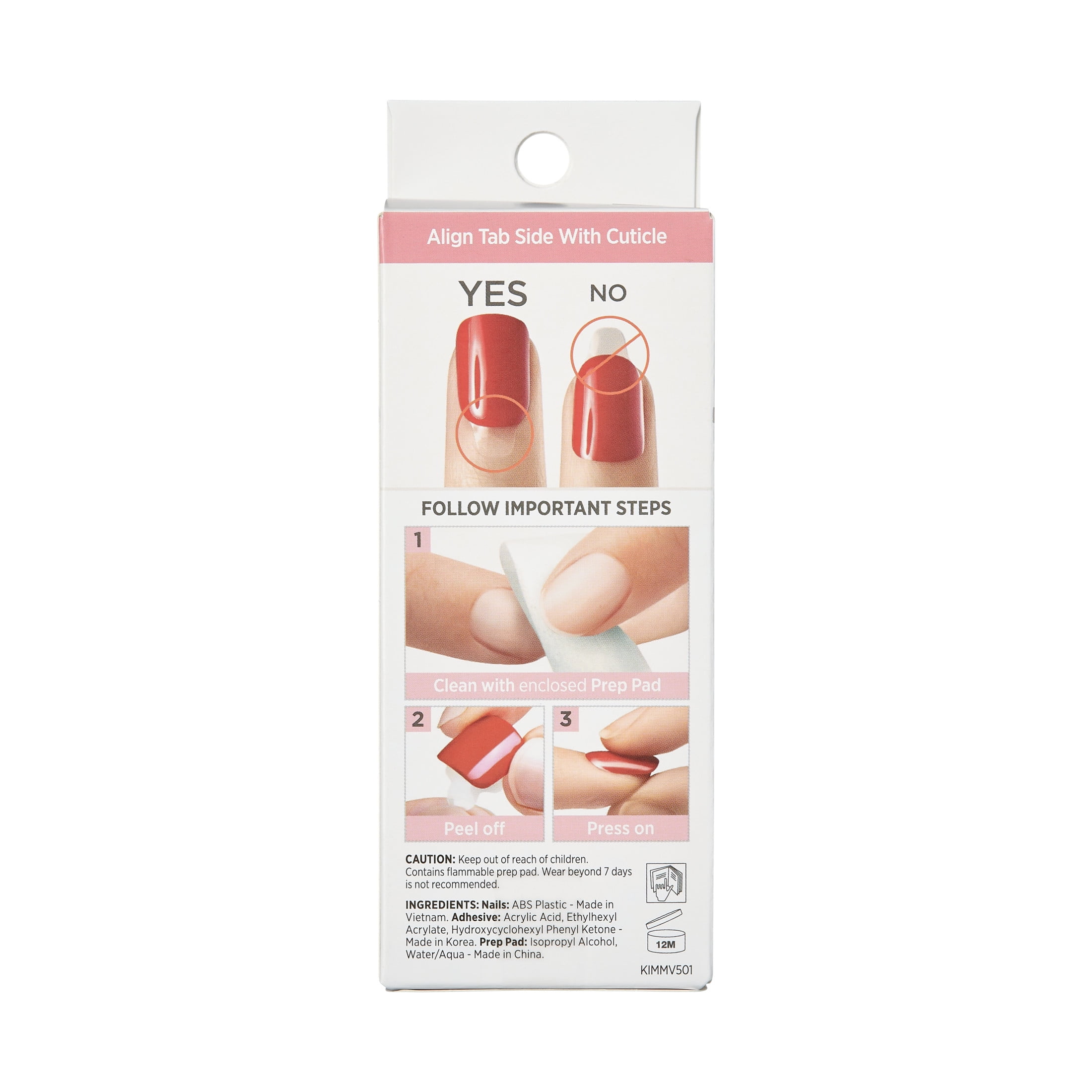 KISS imPRESS Medium Almond Gel Press-On Nails, Glossy Multicolored French, 30 Pieces