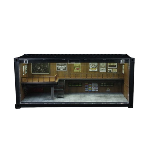 Diorama 1/64 Car Garage Model LED Lighting Car Parking Lot Scene Model Display Caase,Container Scene Version Model
