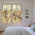 thumbnail image 4 of Beige Map Tier Curtains, Retro Farmhouse Abstract Illustration Art Light Filtering Kitchen Curtains, 2Pcs Rod Pocket Half Window Treatments Panels for Sink Cafe Cabinet Basement 27.5x45 Inches, 4 of 9