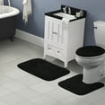 thumbnail image 2 of Garland Rug Traditional Washable Bath Rug Set, 3 Piece Set (21"x34" Bath Rug, Contour Rug, & Toilet Lid) Black, 2 of 8