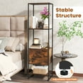 thumbnail image 2 of Yardi Yarda 5-Tier Narrow Bookcase with 4 Open Shelves and Storage Drawer-Rustic Brown, 2 of 7
