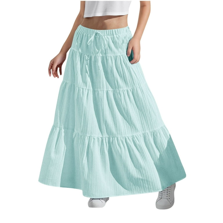 Zoyoen Girls Ruffle Skirt- Casual Cute Elastic Waist Drawstring