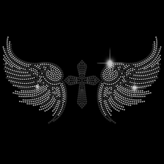 Angel Wings Iron on Rhinestone Heat Transfer Decor Clear Bling Patch Clothing Repair Hot Fix Applique for T-Shirts Vest Shoes Hat Jacket Clothing DIY Accessories for DIY