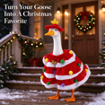 thumbnail image 3 of Porch Goose Outfits 2-Piece Christmas Tree Costume Set with Tiered Dress and Star Hat Fits 19 and 23 Inch Statues for Winter Holiday Front Porch Decor 2 Colors Available, 3 of 7