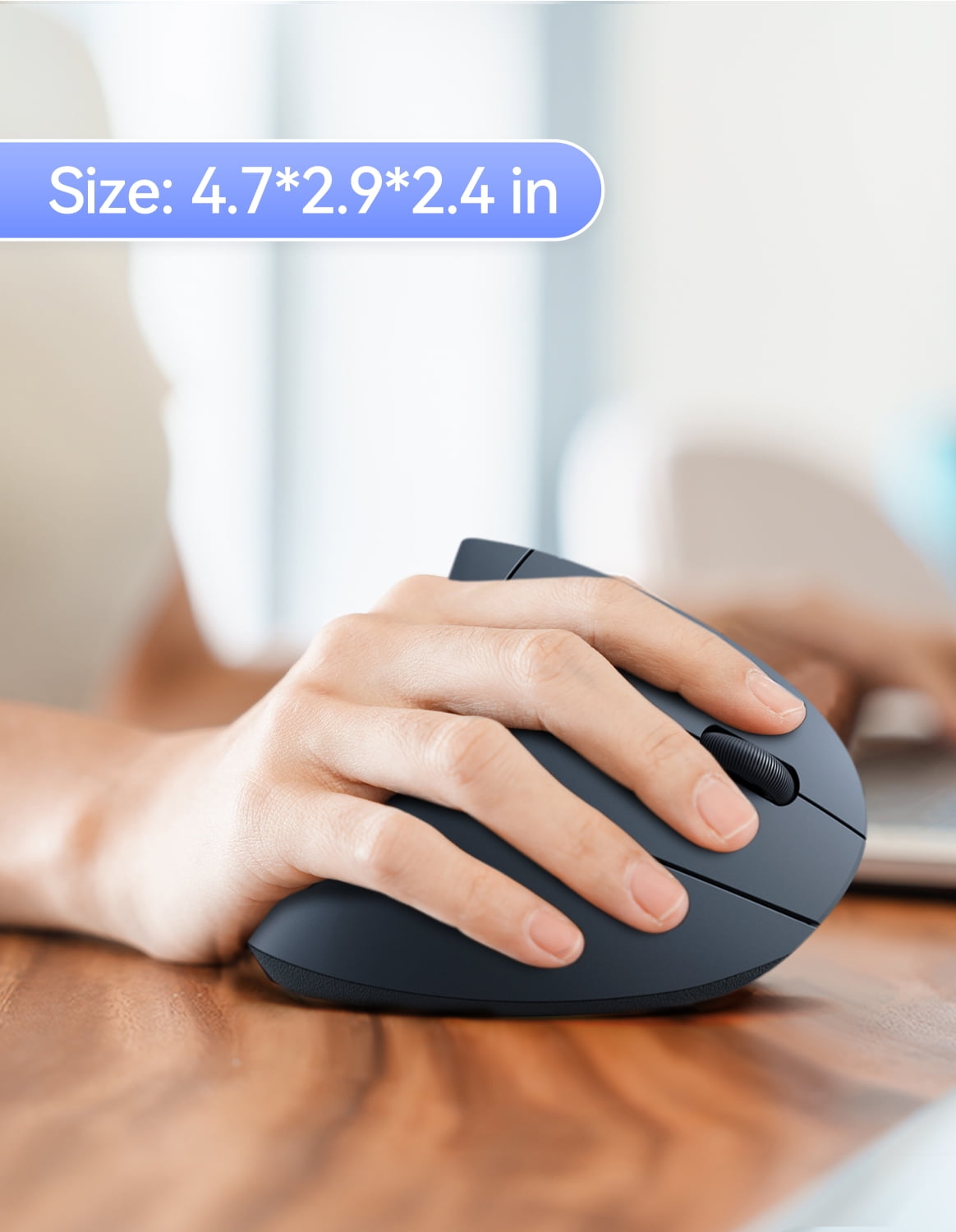 TECKNET Ergonomic Mouse, 4800 DPI Silent Mouse 5 Adjustable DPI, Wireless Mouse 2.4G Vertical Mouse 6 Buttons Computer Mouse Wide Compatibility (Grey)