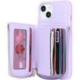 thumbnail image 5 of iPhone 14 Phone case Wallet with Zipper Card Holders for Women, iPhone 14 Case Wallet with Credit Card with Ring Kickstand Zipper Stand Case for iPhone14 - Lilac, 5 of 18