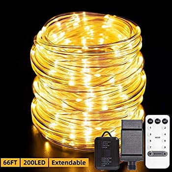ANJAYLIA 66ft 200 LED Rope Lights Outdoor Waterproof 16 Colors Changing Strin... 