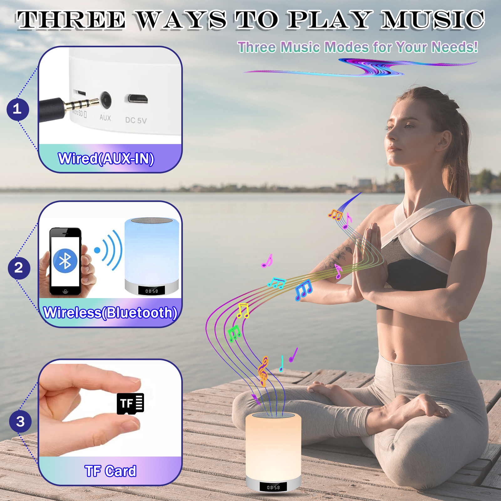 Oazouf M6 Portable Wireless Bluetooth Speaker with Night Light Long Battery Life for Outdoor Indoor