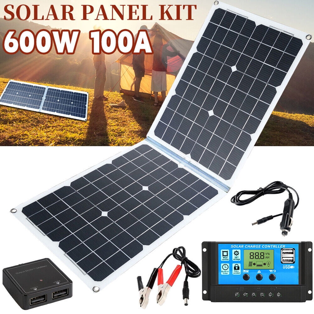 Foldable Solar Panel 600W Portable Solar Panels Battery Charger USB Power Bank Station for