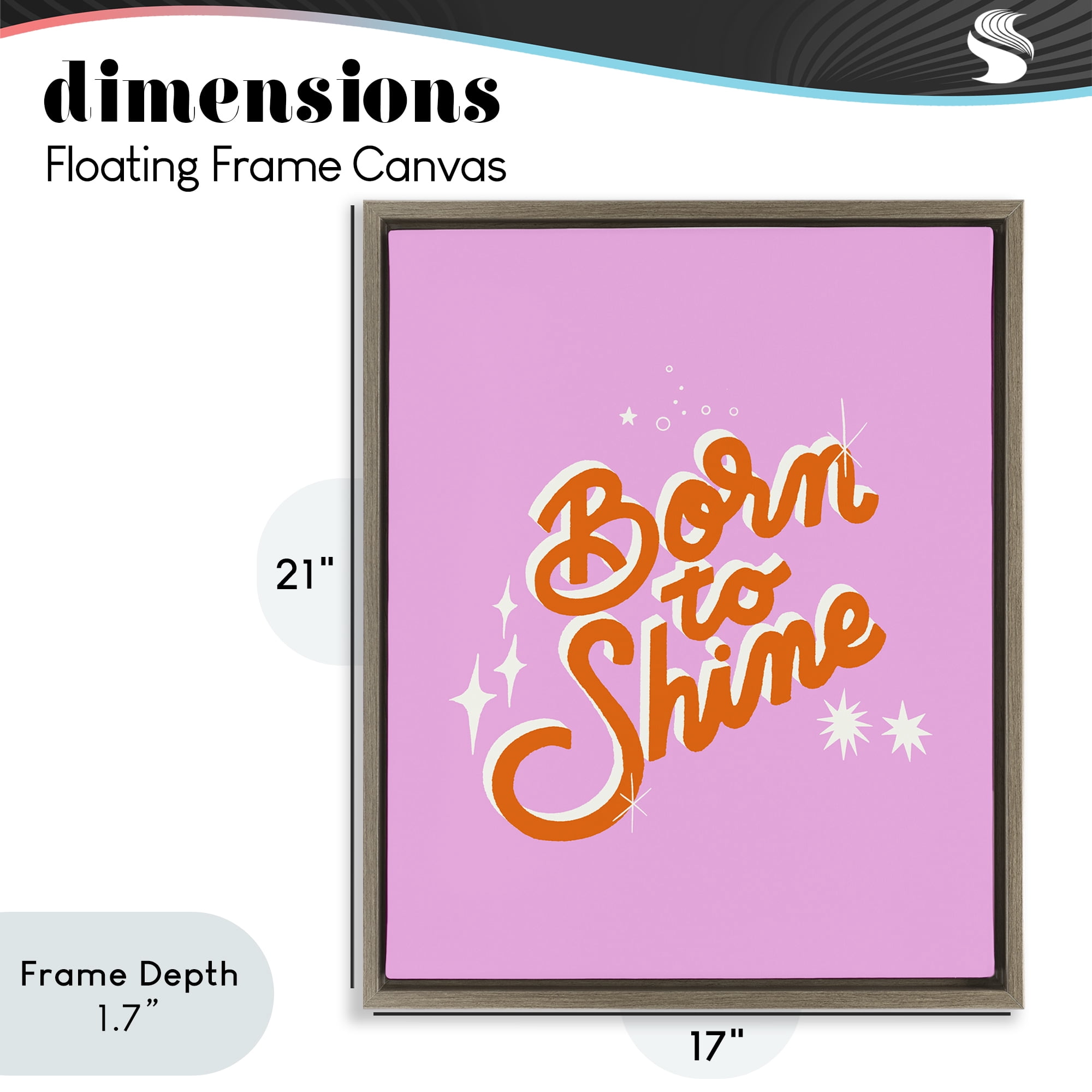 Stupell Industries Born To Shine on Pink Brown Framed Floater Canvas Wall Art, design by Indira Prieto | IndySign