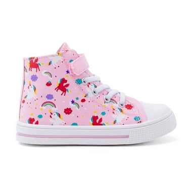 EUXTERPA Toddler High Top Canvas Sneakers Girls Pink Casual Walking Shoes Little Kid Size 12