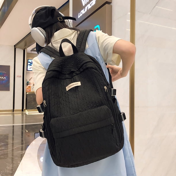 Mochila informal grande y ligera para estudiantes, mochila con cremallera, mochila de viaje, negra FLhrweasw Nuevo