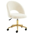 thumbnail image 2 of Falvinoryn Comfy Home Office Chair, Upholstered Swivel Faux Sherpa Vanity Chair, Height Adjustable Accent Chair, White, 2 of 7