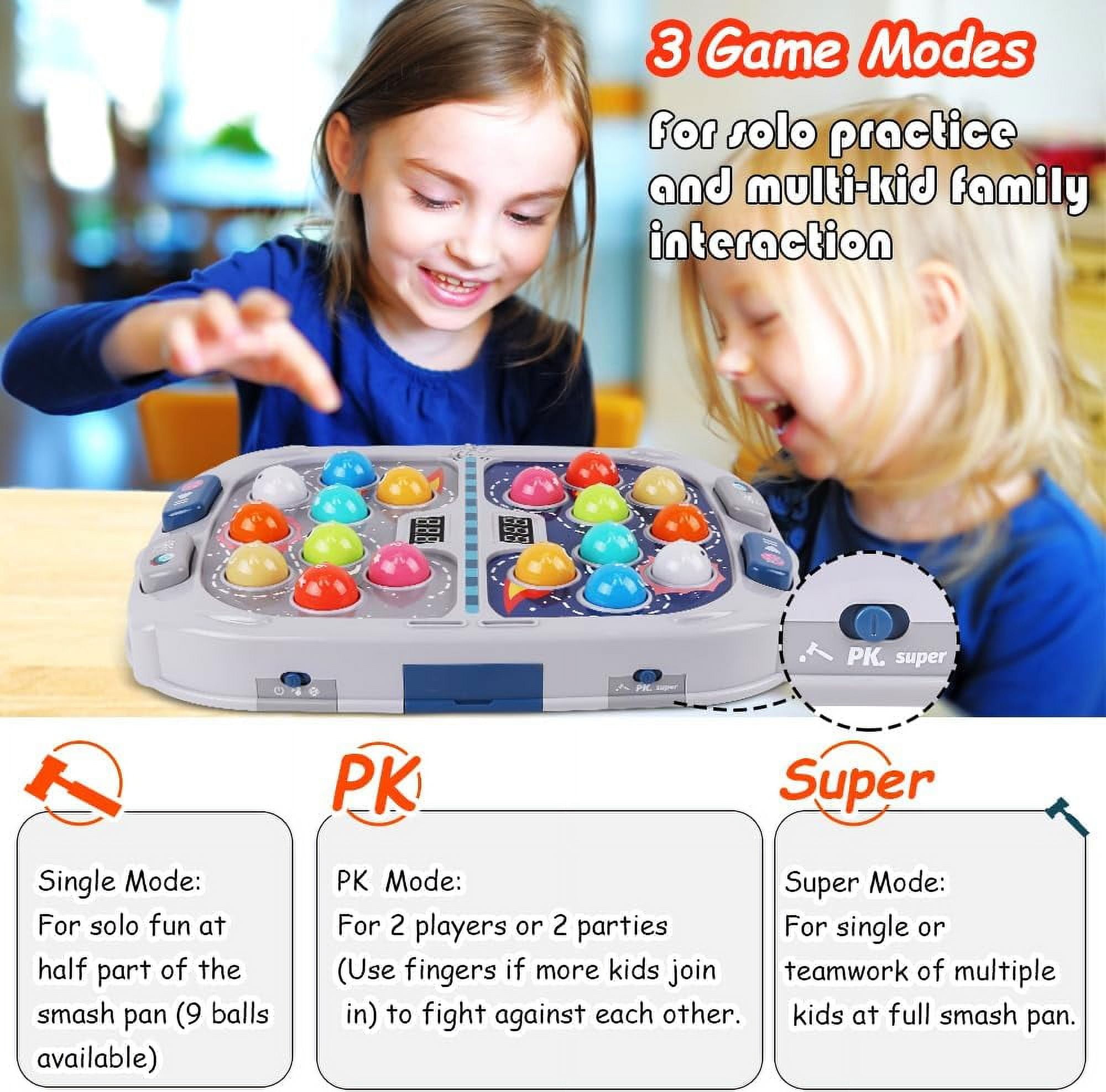 Hammer Mole Game for Toddlers,Toys for 3-12 Year Old Boys and Girls,Whack Mole Toys for Kid,Gifts for 3 4 5 6+ Year Old Boys,Interactive Educational Toys with Sound and Light, PK Mode with 2 Hammers