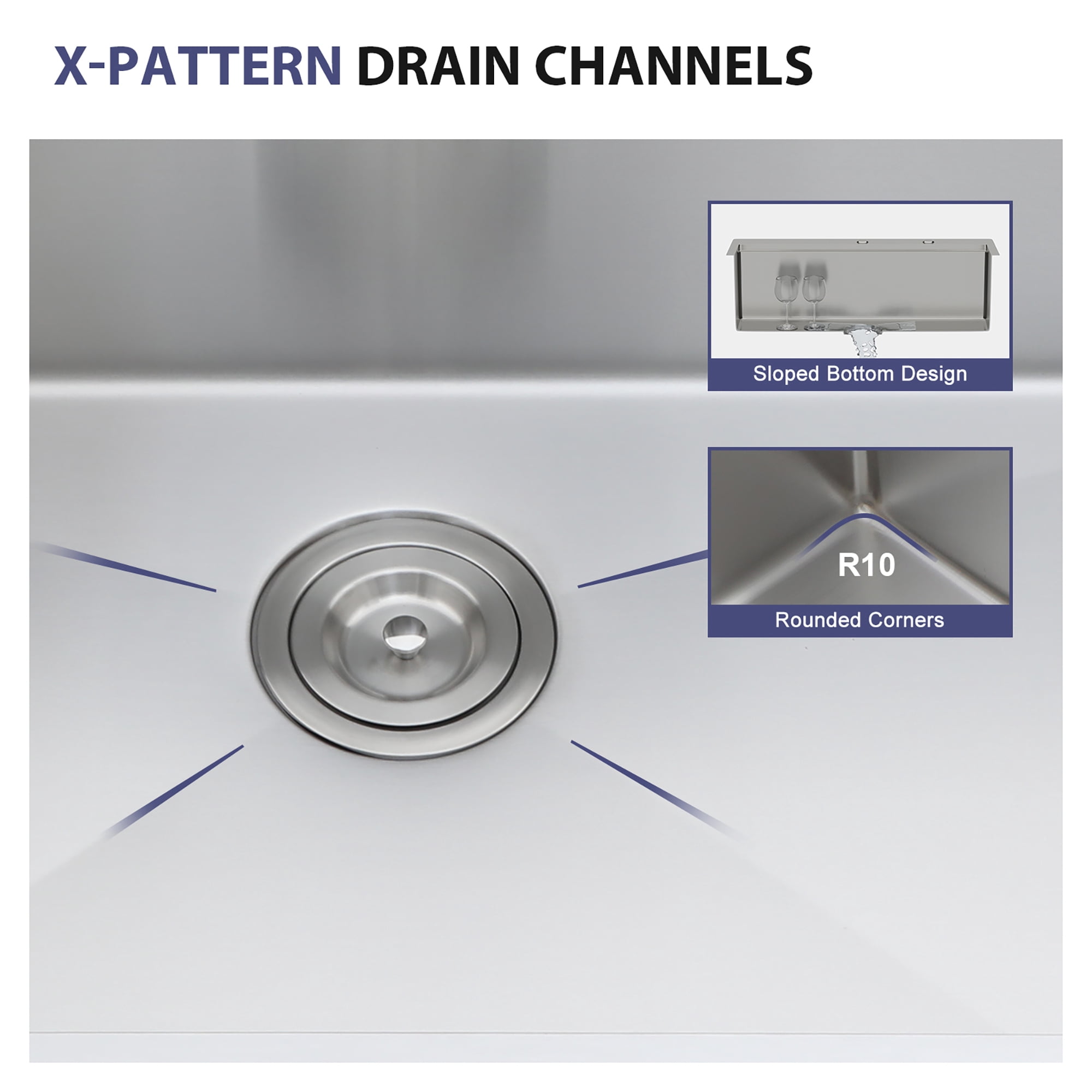 SUNRINX 33" Drop-in Workstation Farmhouse Kitchen Sink, 16 Gauge Stainless Steel, Brushed Nickel