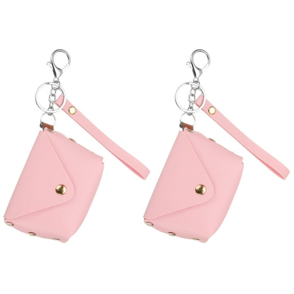 Uxcell Coin Purse Keychain, 2 Pack Mini Cute Tote Bag Key Chains Earphone Pouch, Pink