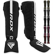 RDX Shin Guards for Kickboxing, Muay Thai, MMA Fighting and Training Pads, Maya Hide Leather Kara Instep Foam Protection, Leg Foot Protector for Martial Arts, Sparring, BJJ and Boxing Gear