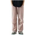 thumbnail image 2 of QATAINLAV Men's Baggy Cargo Pants Casual Drawstring Wide Leg Pants Loose Fit Parachute Joggers Pants Basic Solid Going Out Trousers with Pockets Pink M, 2 of 5