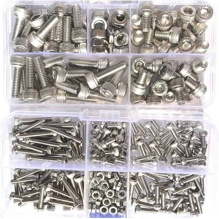 

LHX420/210/180/110/75PCS 304 Stainless Steel Allen Hexagon Hex Socket Cap Head Screw Bolt and Nut Set M2 M2.5 M3 M4 M5 M6 M8 Kit (Color : M3)-0810