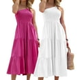 thumbnail image 4 of FLMEI Women's Long Dress Summer Dresses One Shoulder Sleeveless Solid Color Beach Party Tiered Midi Dress S-XL, 4 of 8