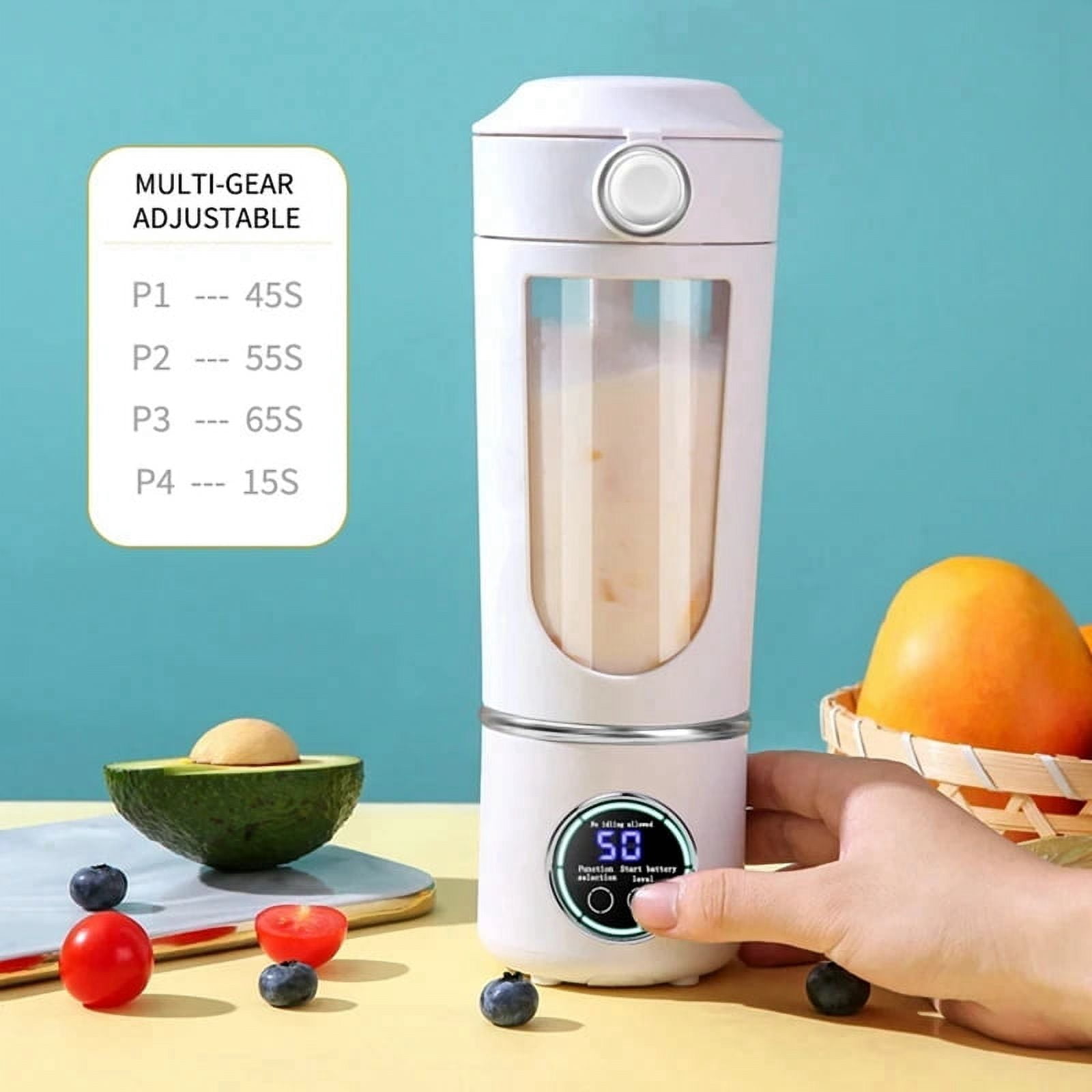 Portable Juice Maker Blender for Shakes Smoothies 700ML 12-Blades Fast Mixing 2 in 1 Blender Personal Juicer 7.4V D