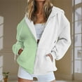 thumbnail image 2 of Timegard Zip up Hoodies for Women Long Sleeve Color Block Sweatshirts Fall Winter Loose Comfy Jacket, 2 of 5