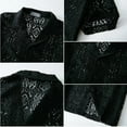 thumbnail image 6 of VSSSJ Mens Floral Lace Shirt Hollow Out Sheer See Through Short Sleeve Shirts Crochet Loose Summer Casual Button Down Beach Shirts Black L, 6 of 6