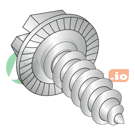 

#10 x 3/4 Type AB Self-Tapping Screws / Serrated / Slotted / Hex Washer Head / 18-8 Stainless Steel / Serrations Under Head (Quantity: 3 000 pcs)