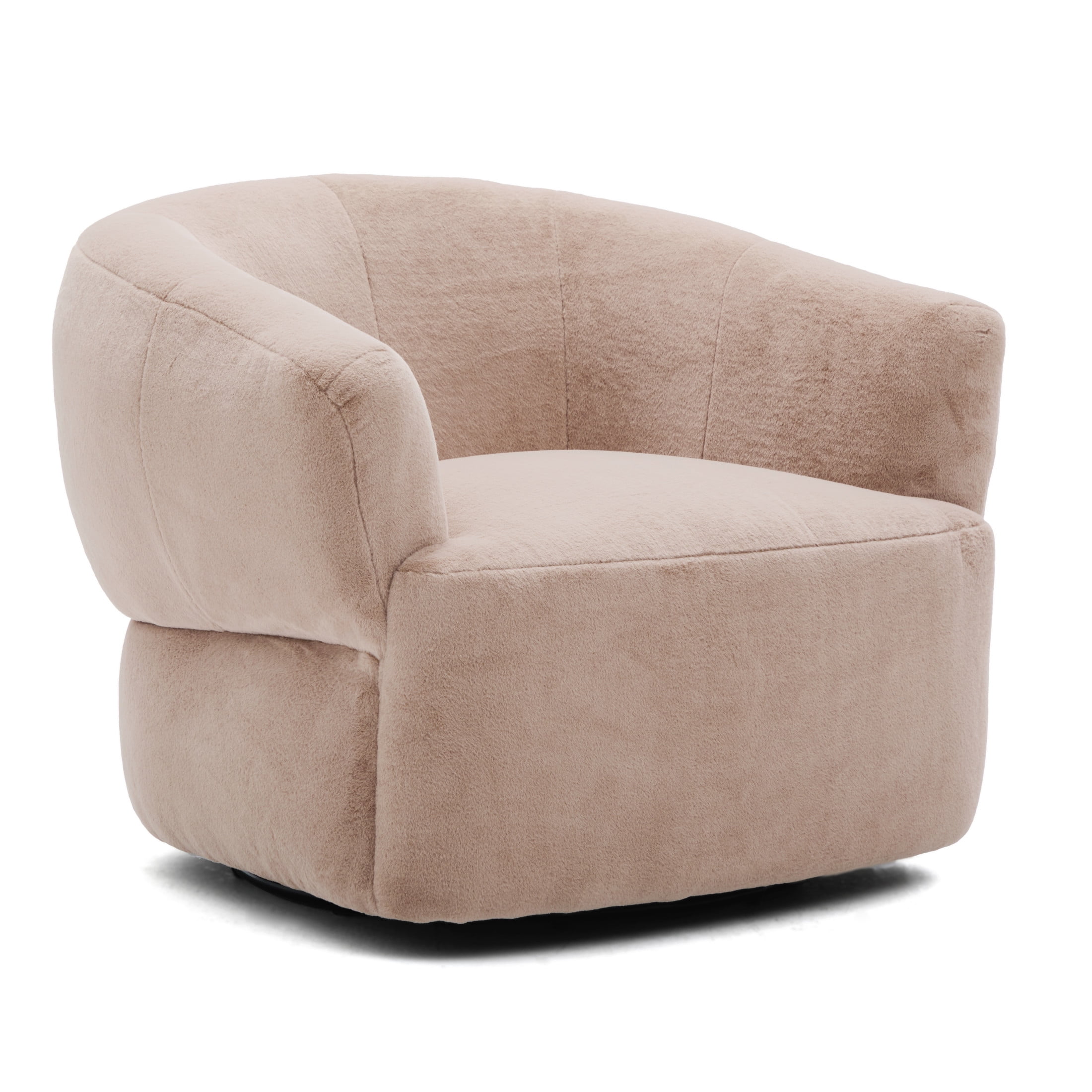 Christopher Knight Home 35.43" Plush Swivel Club Chair, 360° Barrel Accent Chair, Blush Brown