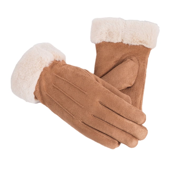 Guantes de invierno cálidos con pantalla táctil para mujer, forro suave y cálido, puños elásticos