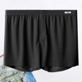 thumbnail image 4 of zeranth Men Summer Shorts Ice Silk Sleep Shorts Elastic Waist Hollow Out Plated Soft Casual Beathable Above Knee Length Solid Color Homewear Shorts, 4 of 7