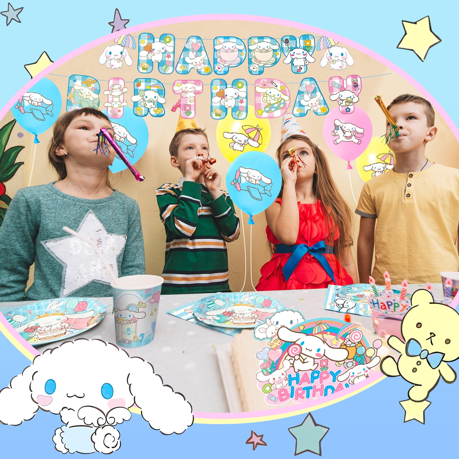 Dog Birthday Party Supplies, 108Pcs Dog Birthday Decorations and Dog Party Tableware Set - Dog Birthday Plates Tablecloths Banners Backdrop etc. for Dog Party