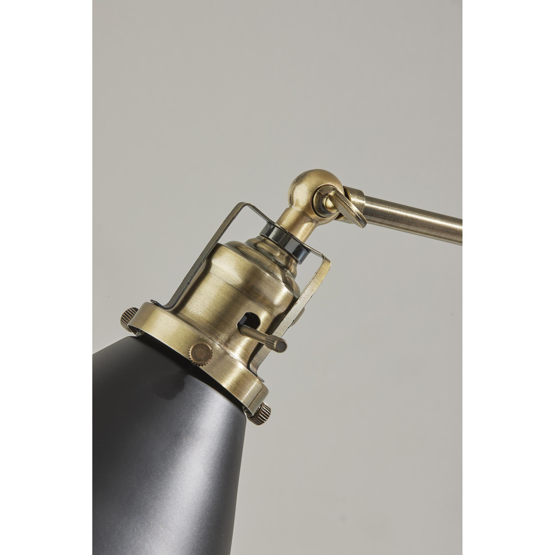 Simplee Adesso Arthur Desk Lamp Black & Antique Brass Metal